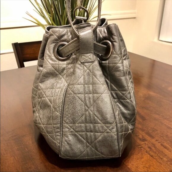 Christian Dior Cannage Quilted Leather Drawstring Bag - Picture 10 of 14